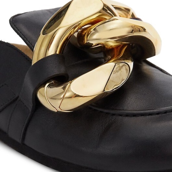 JW ANDERSON BLACK LEATHER CHAIN SLIDES - US5 - MSRP $640.00 BNIB - SAVE $500 - Picture 2 of 4